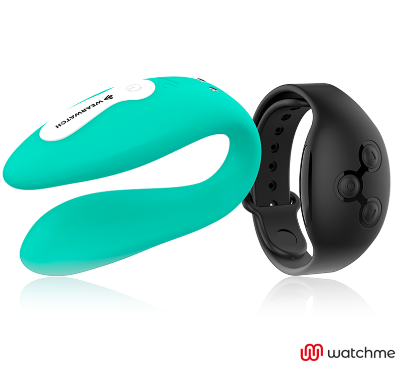 Vibrateur double connecté WatchMe aigue-marine et jet — WEARWATCH
