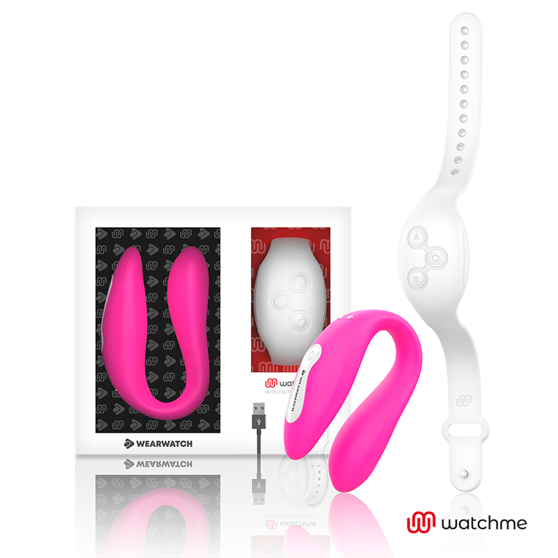 Vibrateur double connecté watchme fuchsia et neige — WEARWATCH
