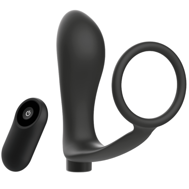 Anneau pénis avec plug anal rechargeable et télécommande — ADDICTED TOYS
