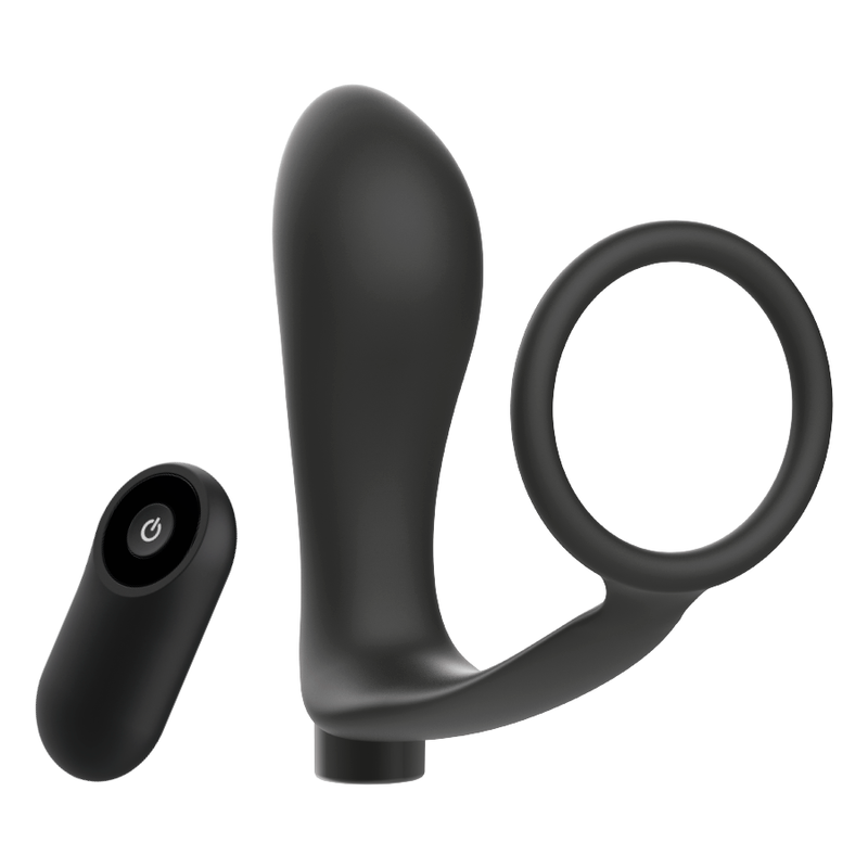 Anneau pénis avec plug anal rechargeable et télécommande — ADDICTED TOYS