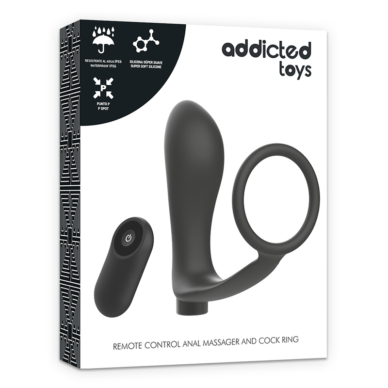 Anneau pénis avec plug anal rechargeable et télécommande — ADDICTED TOYS