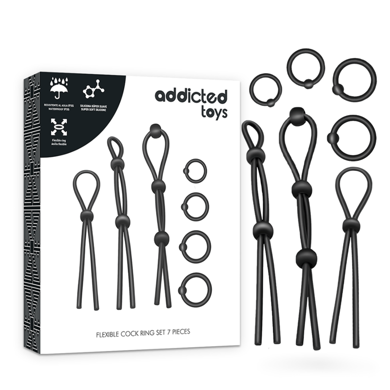 Kit d'anneaux péniens flexibles en silicone 7 pièces — ADDICTED TOYS
