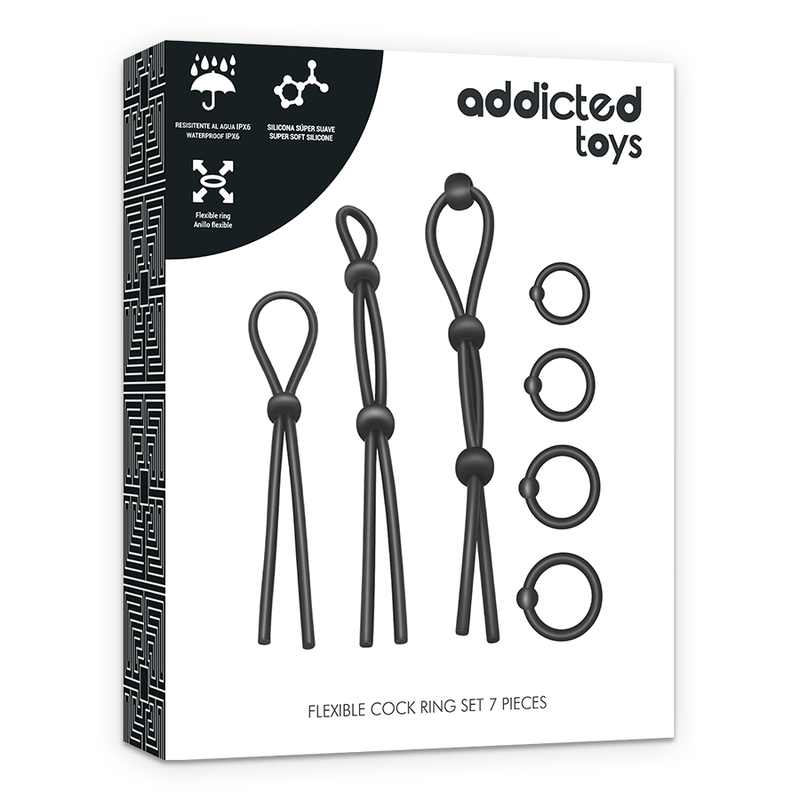 Kit d'anneaux péniens flexibles en silicone 7 pièces — ADDICTED TOYS
