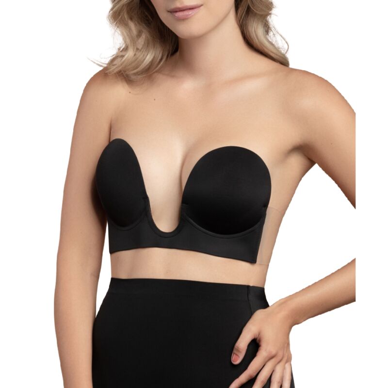 Soutien-gorge adhésif U dos nu noir bonnet B — BYE BRA BRAS