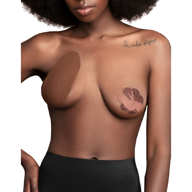 Coussinets de lifting adhésifs avec 3 paires satinées brun — BYE BRA - PULL UPS