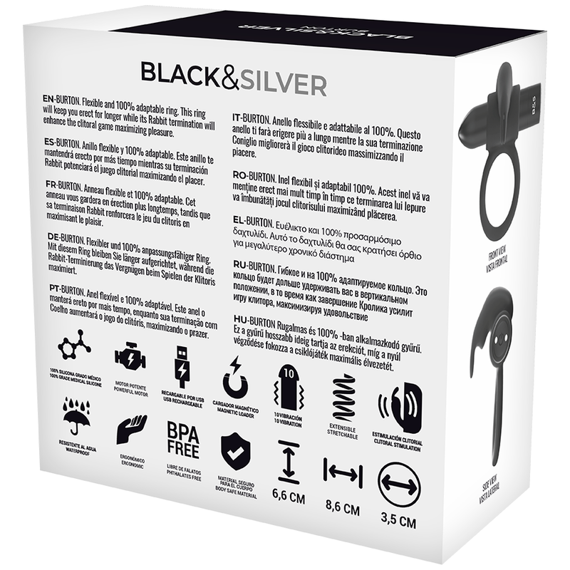 Anneau vibrant télécommandé Burton — BLACK&SILVER