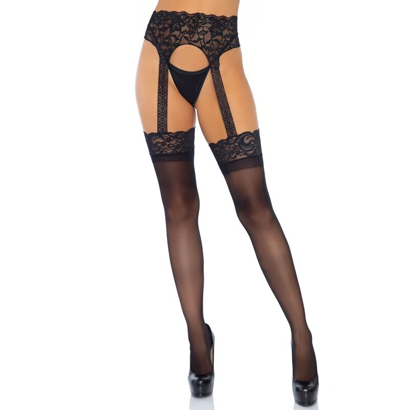 Bas jarretelles opaques en dentelle — LEG AVENUE HOSIERY