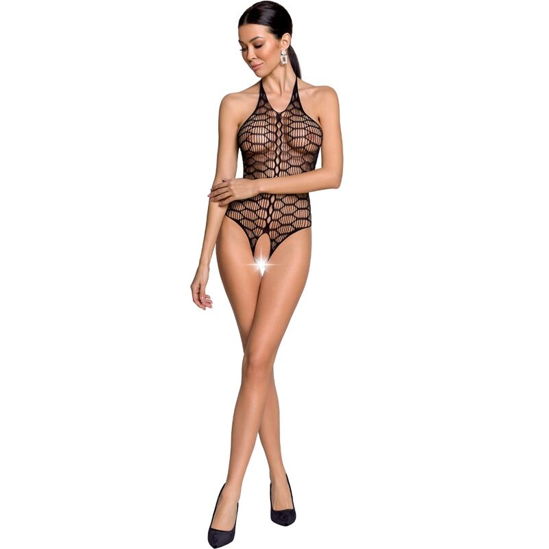 Body en résille noir avec ouverture à l'entrejambe — PASSION WOMAN