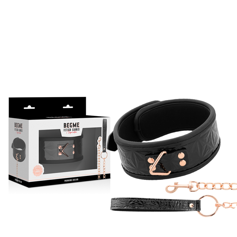 Collier de domination en cuir vegan et métal — BEGME BLACK EDITION