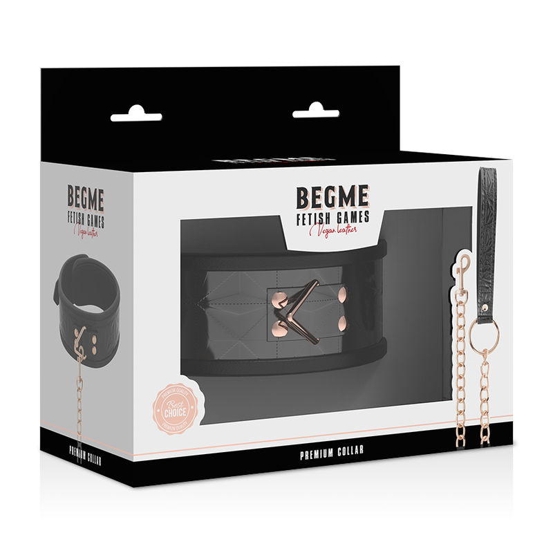 Collier de domination en cuir vegan et métal — BEGME BLACK EDITION