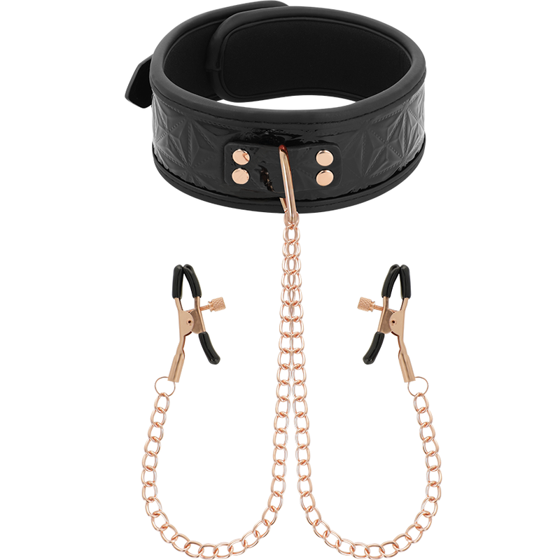 Collier de bondage réglable avec pinces à mamelons — BEGME BLACK EDITION