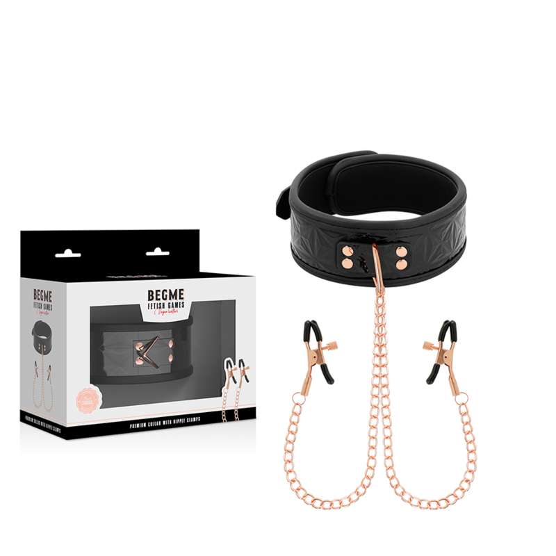 Collier de bondage réglable avec pinces à mamelons — BEGME BLACK EDITION