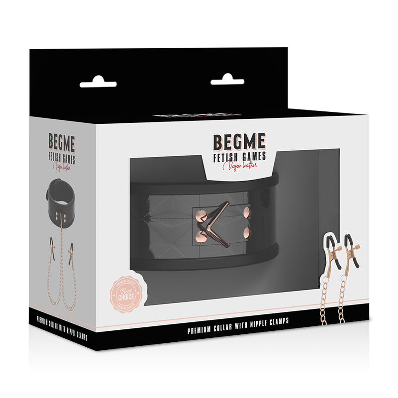 Collier de bondage réglable avec pinces à mamelons — BEGME BLACK EDITION