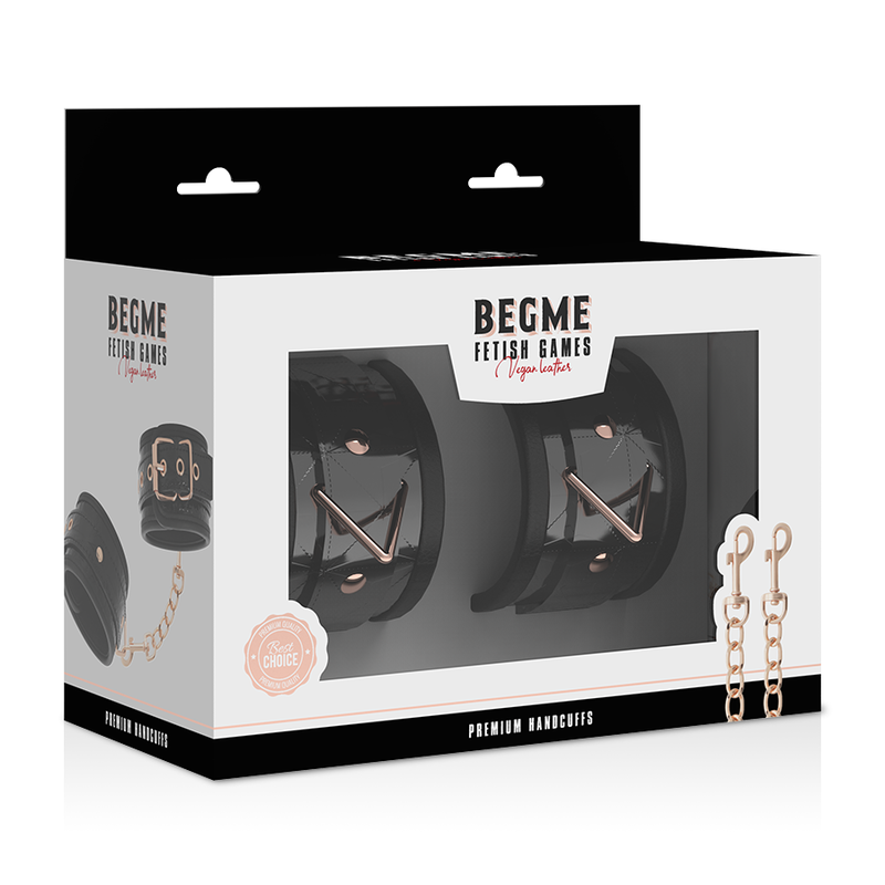 Menottes de bondage premium cuir vegan — BEGME BLACK EDITION