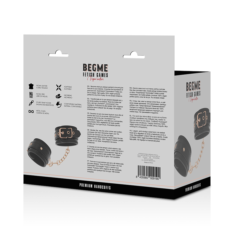 Menottes de bondage premium cuir vegan — BEGME BLACK EDITION