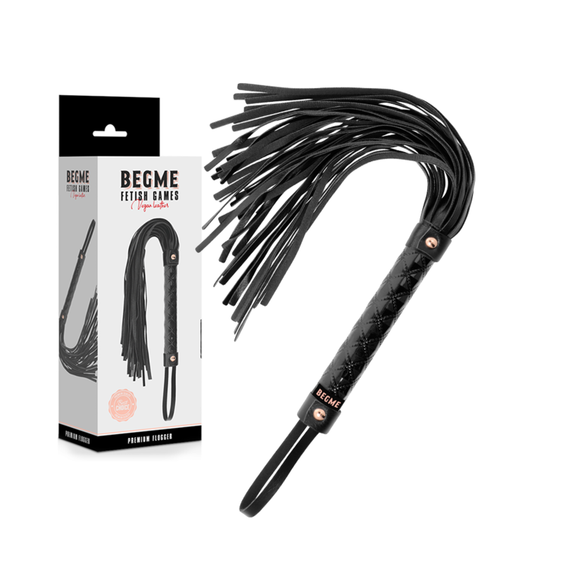 Fouet fétichiste en cuir vegan noir — BEGME BLACK EDITION