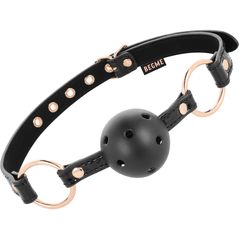 Bâillon à boule en cuir vegan respirant — BEGME BLACK EDITION