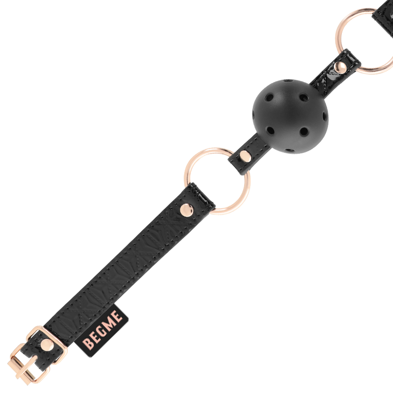 Bâillon à boule en cuir vegan respirant — BEGME BLACK EDITION