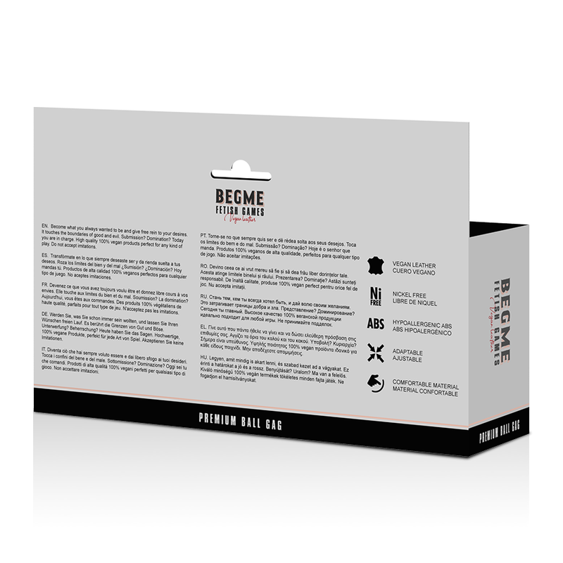 Bâillon à boule en cuir vegan respirant — BEGME BLACK EDITION