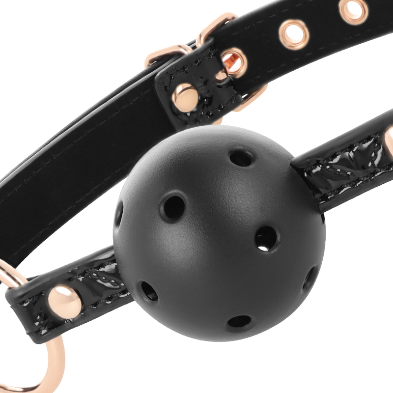 Bâillon à boule en cuir vegan respirant — BEGME BLACK EDITION