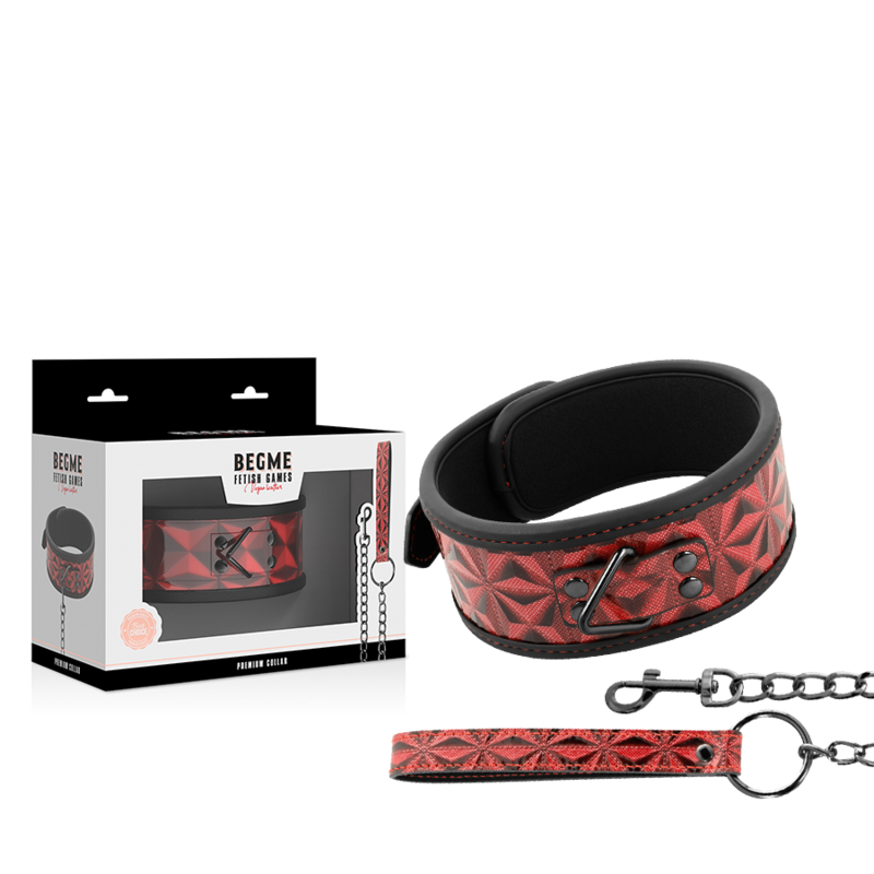 Sklavenhalsband aus veganem Leder mit Neopren-Polsterung — BEGME RED EDITION