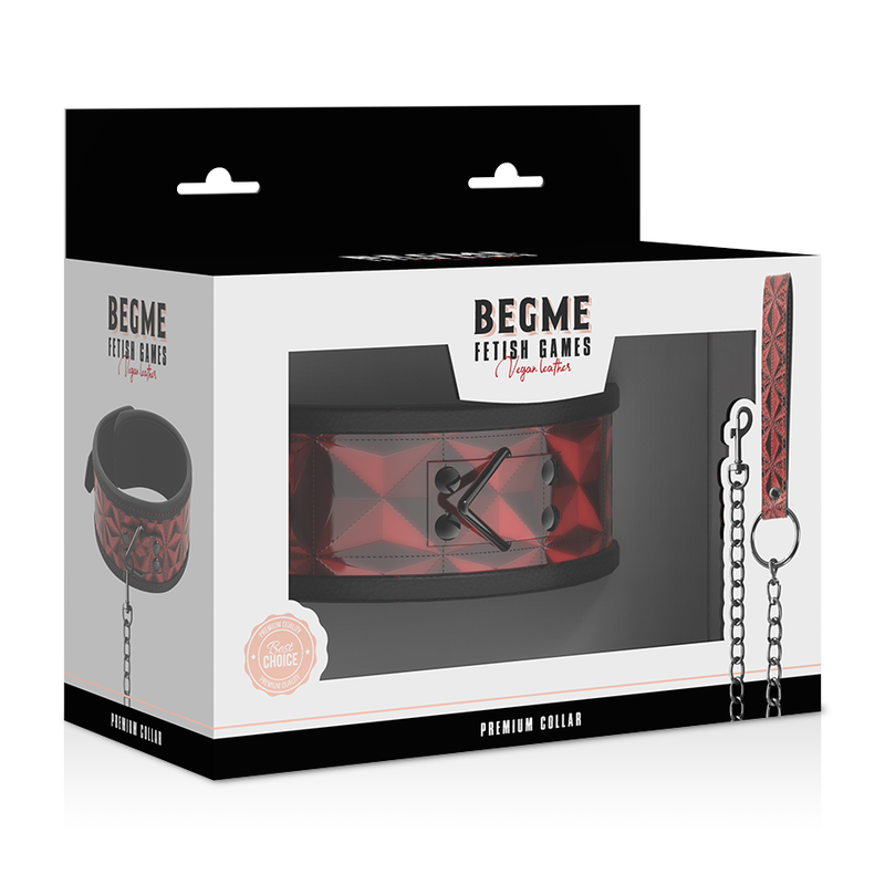 Sklavenhalsband aus veganem Leder mit Neopren-Polsterung — BEGME RED EDITION