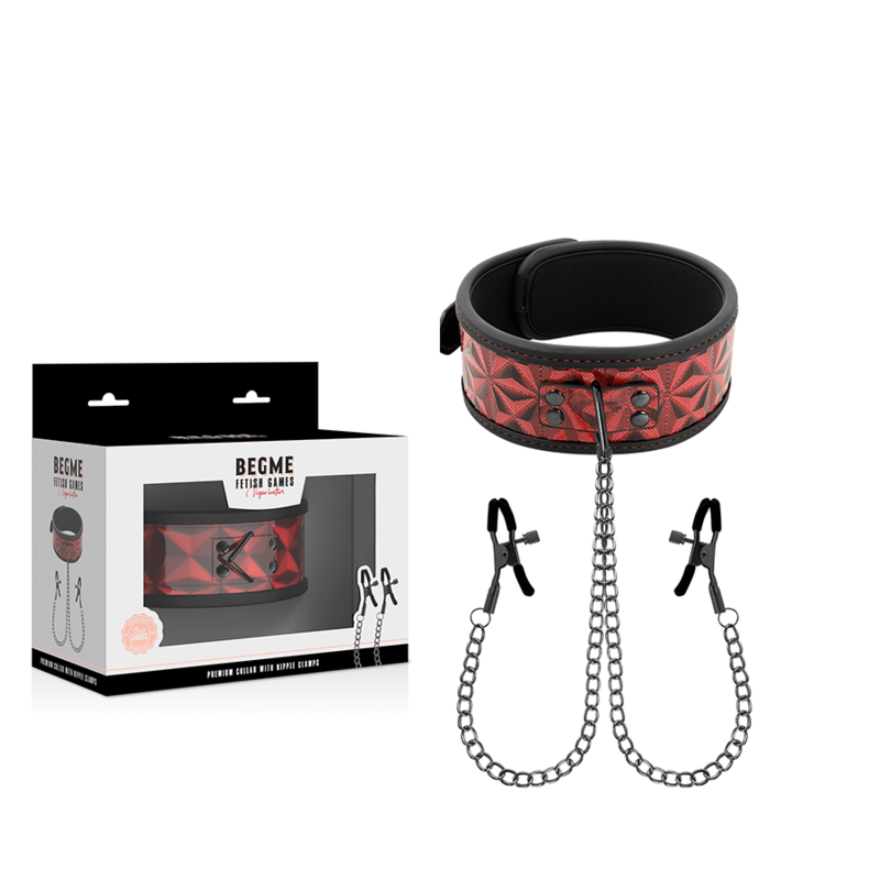 Collier de soumission rouge avec pinces ajustables et doublure néoprène — BEGME RED EDITION
