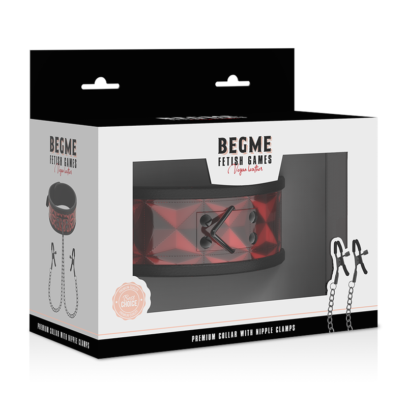 Collier de soumission rouge avec pinces ajustables et doublure néoprène — BEGME RED EDITION
