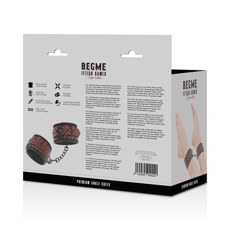 Chevilles de bondage premium doublure néoprène rouge — BEGME RED EDITION
