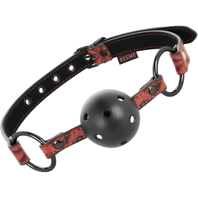 Bâillon boule en cuir végétalien rouge — BEGME RED EDITION