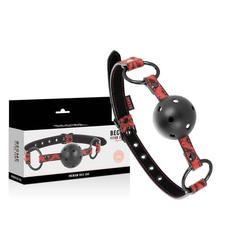Bâillon boule en cuir végétalien rouge — BEGME RED EDITION