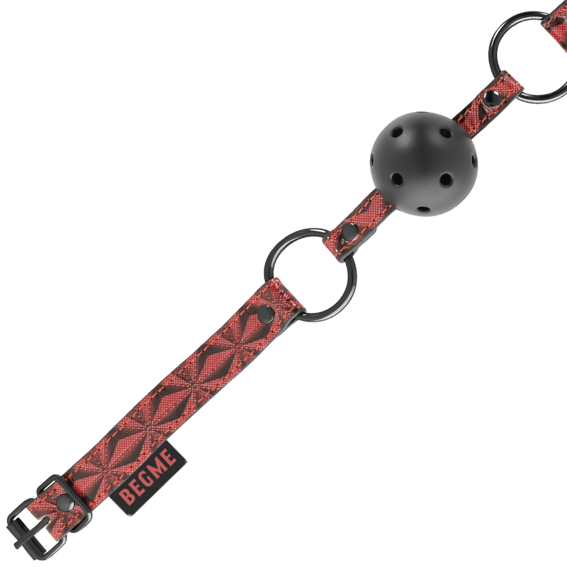 Bâillon boule en cuir végétalien rouge — BEGME RED EDITION