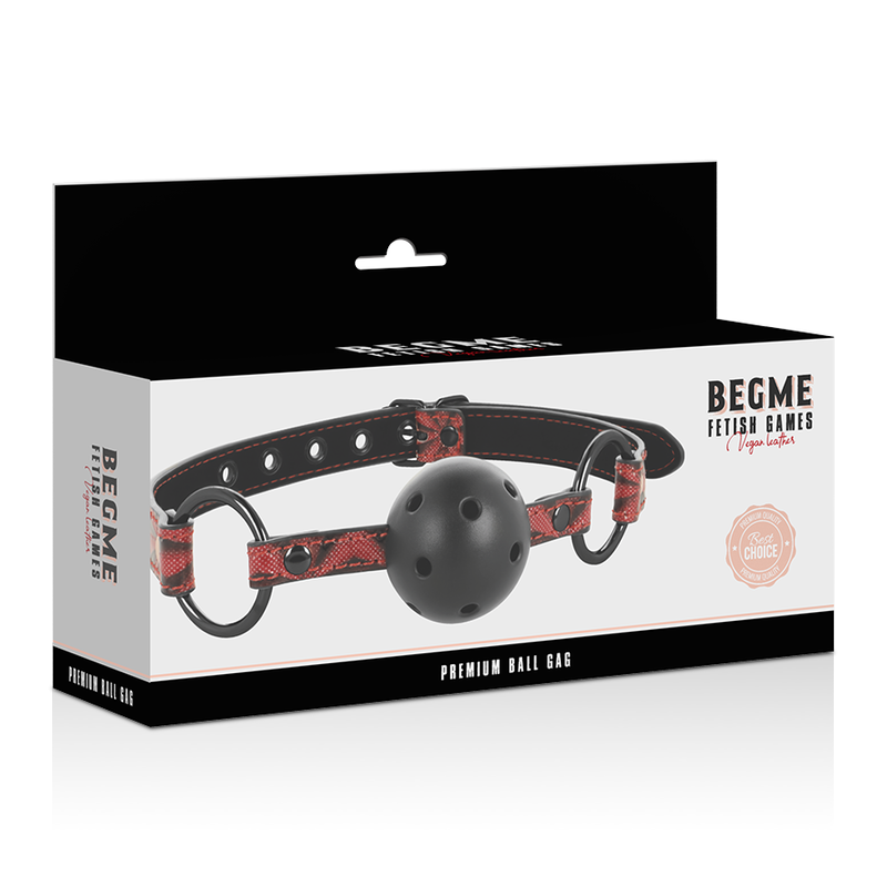 Bâillon boule en cuir végétalien rouge — BEGME RED EDITION