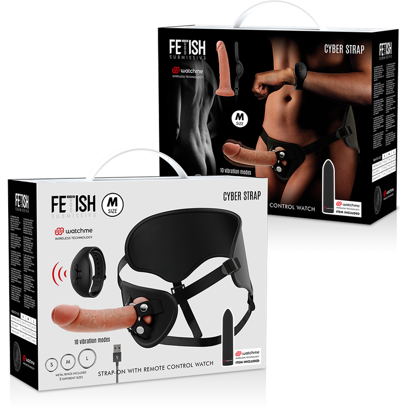 Harnais cybernétique réglable avec gode vibrant et montre connectée — FETISH SUBMISSIVE