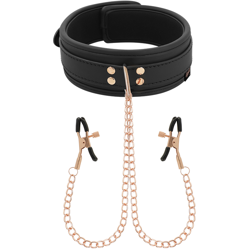 Collier de soumission avec pinces à tétons réglables — COQUETTE FANTASY