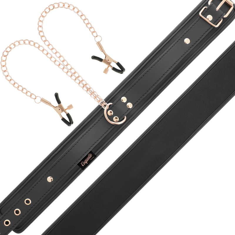 Collier de soumission avec pinces à tétons réglables — COQUETTE FANTASY