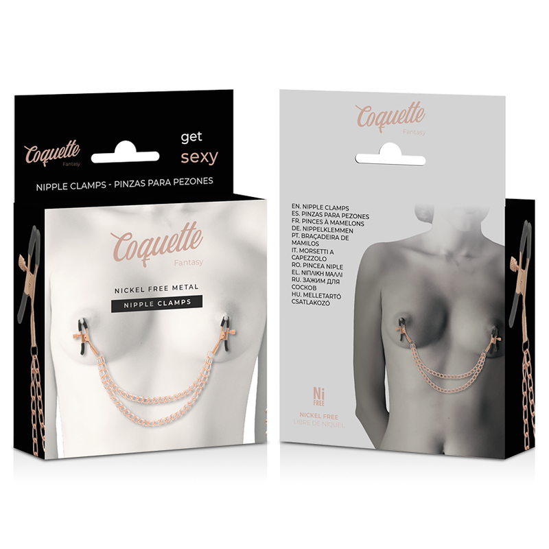 Pinze per capezzoli in metallo con catena — COQUETTE FANTASY