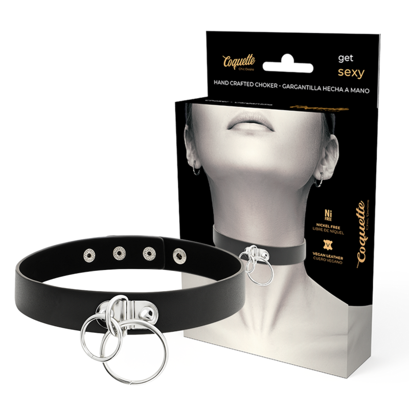 Ras de cou double anneau en cuir végan — COQUETTE ACCESSORIES