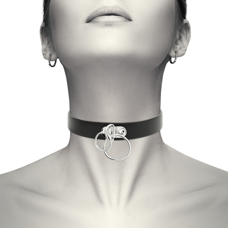 Ras de cou double anneau en cuir végan — COQUETTE ACCESSORIES