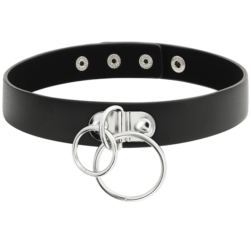 Ras de cou double anneau en cuir végan — COQUETTE ACCESSORIES