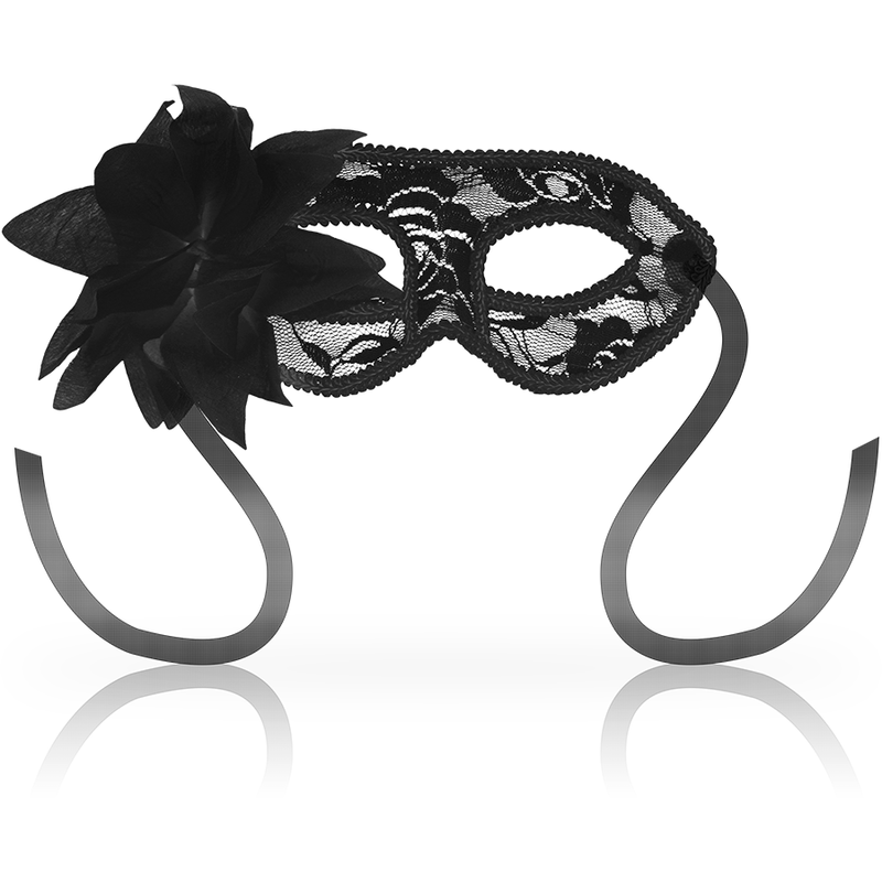 Masque vénitien dentelle noire et fleur — OHMAMA MASKS