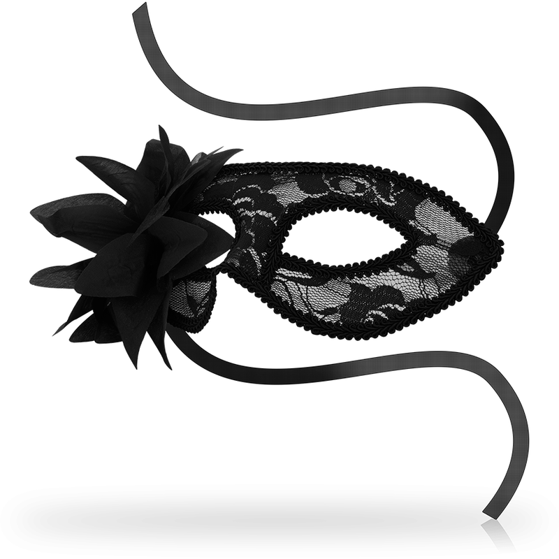 Masque vénitien dentelle noire et fleur — OHMAMA MASKS
