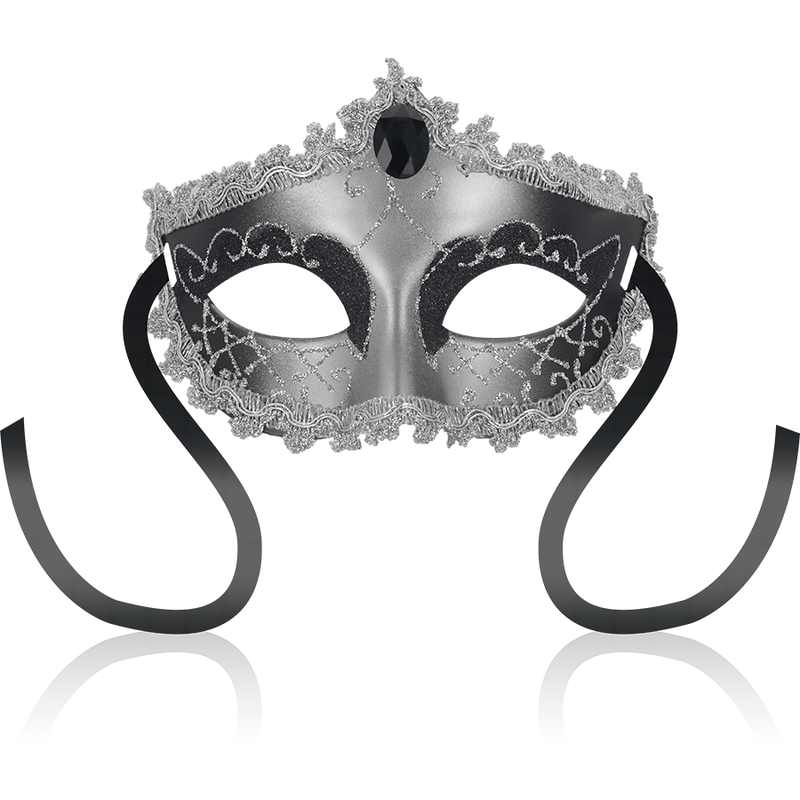 Masque vénitien mystérieux gris noir diamant — OHMAMA MASKS