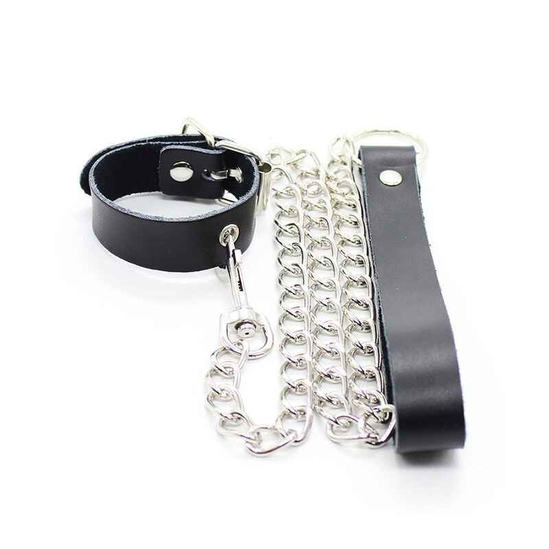 Collaretti per pene e bracciale in pelle con catena — OHMAMA FETISH