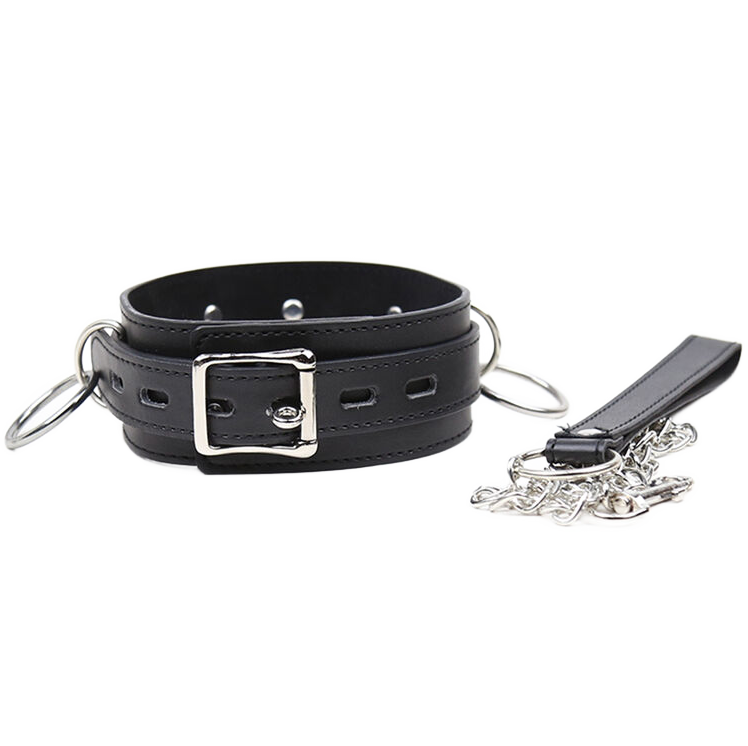 Collier de soumission avec trois anneaux — OHMAMA FETISH