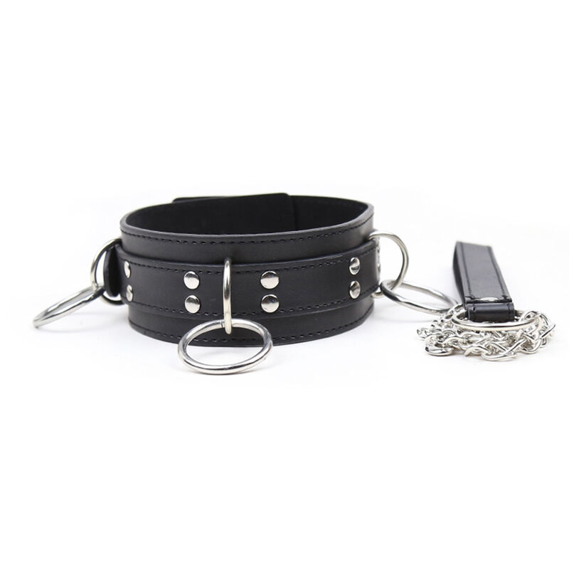 Collier de soumission avec trois anneaux — OHMAMA FETISH