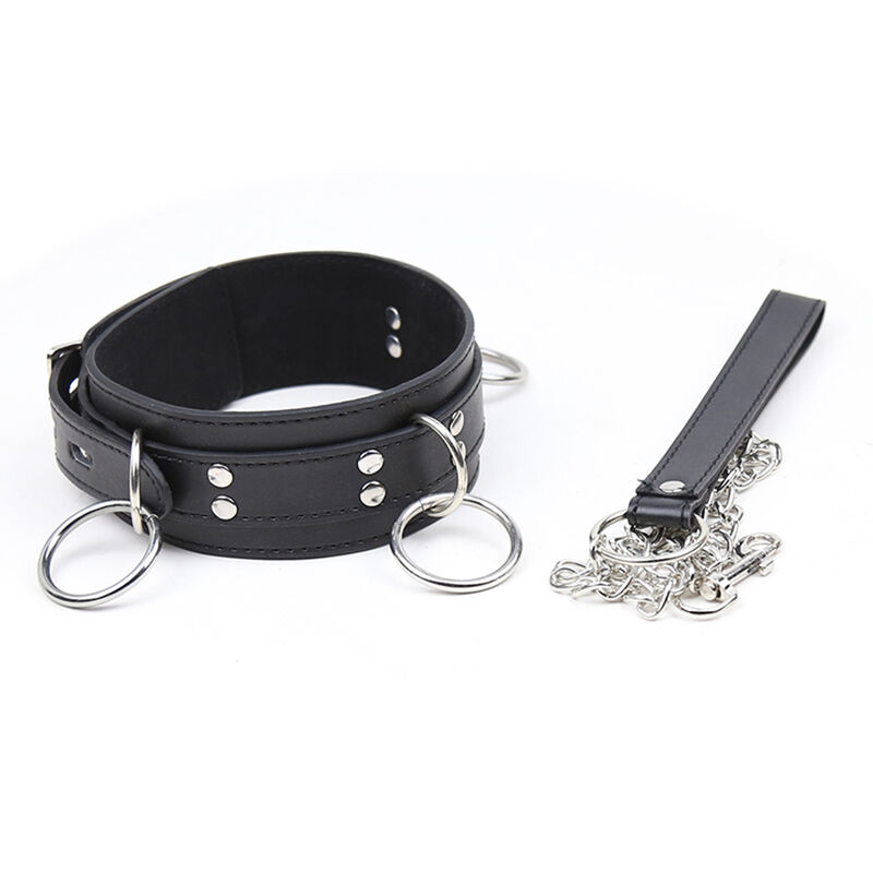 Collier de soumission avec trois anneaux — OHMAMA FETISH