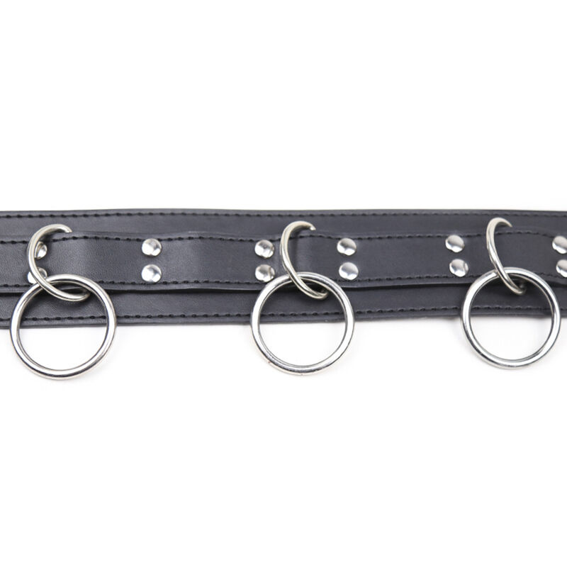Collier de soumission avec trois anneaux — OHMAMA FETISH