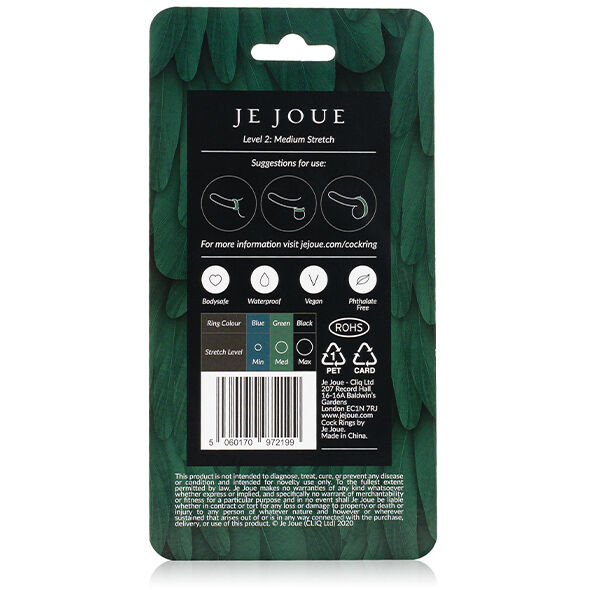 Anneau pénien en silicone vert, taille moyenne — JE JOUE