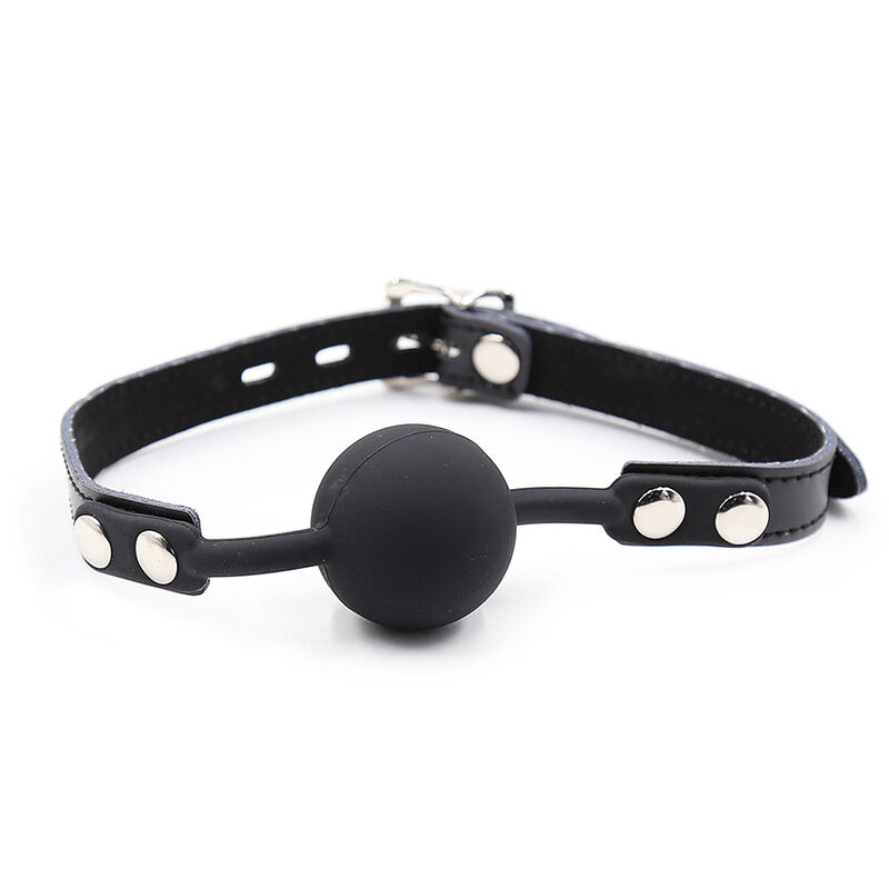 Bâillon boule en silicone avec ceinture en cuir et cadenas — OHMAMA FETISH
